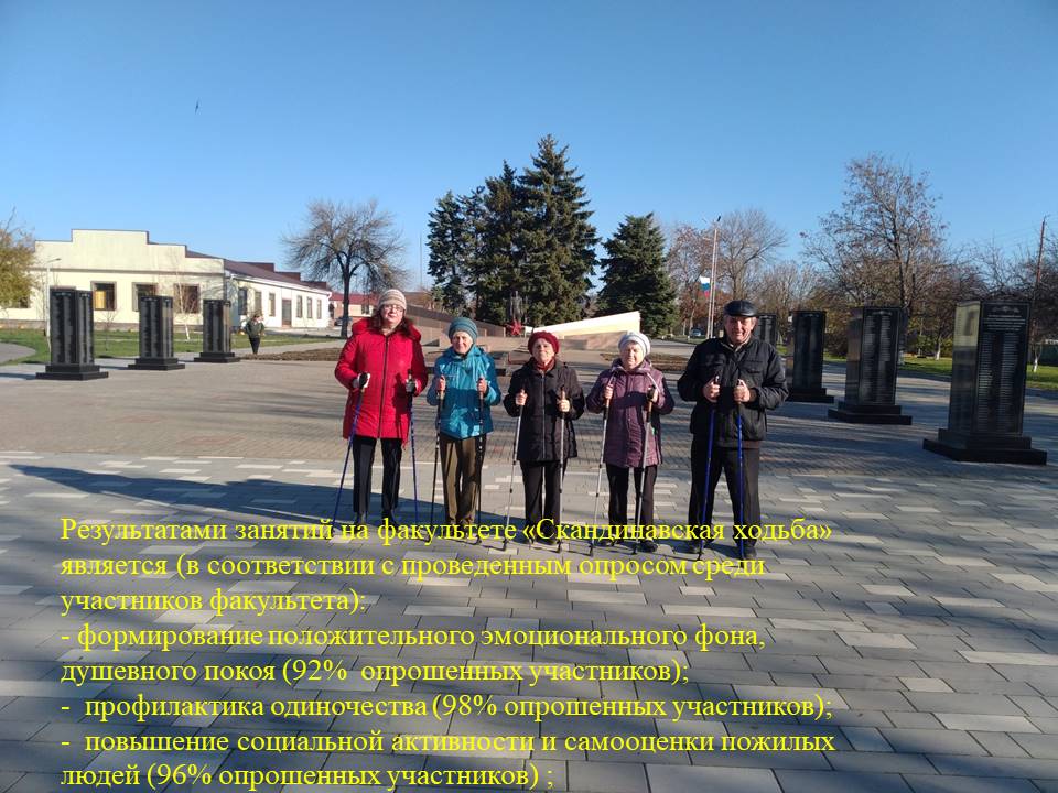 Факультет «Скандинавская ходьба» «Университета Серебряного возраста» 